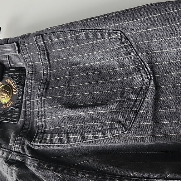 Vintage Versace Jeans Couture Pinstripe High Waisted Jeans - Picture 8 of 11